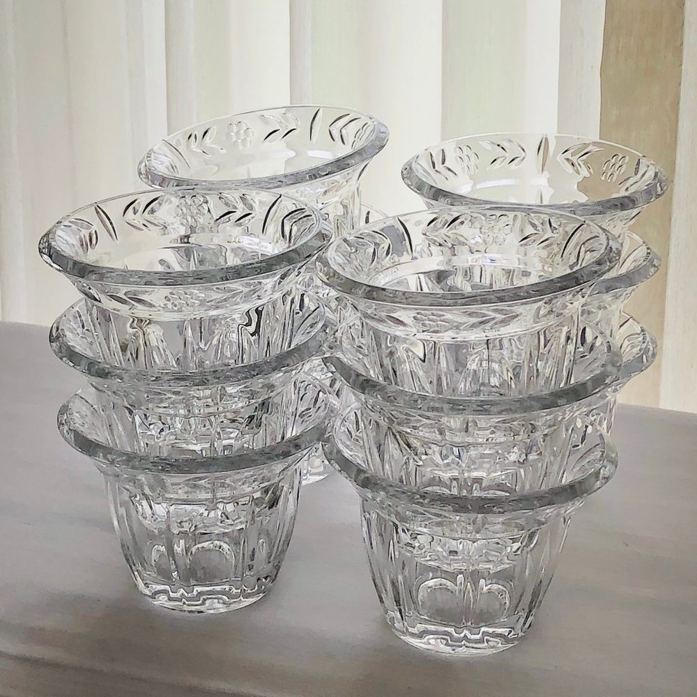 (12) CHIPPED Glass Votive Candle Holder Dishes